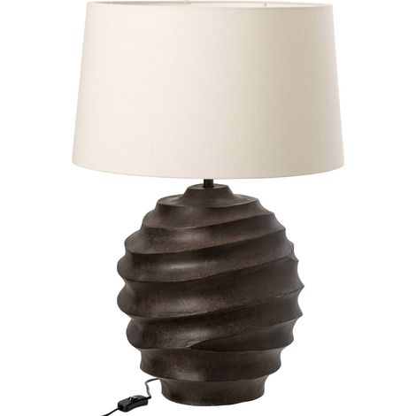 Lampe de table marron en aluminium sculptural - marron et abat jour clair (1/5)