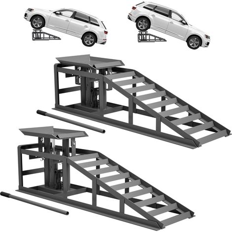 Rampe sollevamento auto regolabili, 2 pezzi, 2000 kg, acciaio grigio FloraGrace (1/5)
