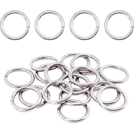 Confezione da 60 O-ring in metallo placcato argento da 20 mm versatili per accessori per borse, anelli, accessori fai da te, portachiavi, cinture e guinzagli per cani (argento, 1,9 (1/5)