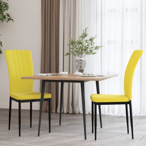 Lot de 2 Chaises Chaises de salle à manger Jaune moutarde Velours 18964 (1/5)