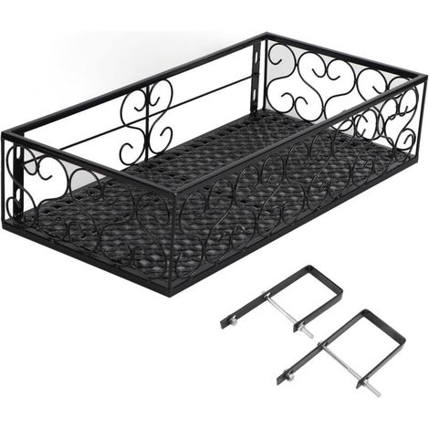Support de fleurs de balcon suspendu pour pot de fleurs, clôture en fer forgé, rebord de fenêtre intérieur, étagère succulente, adaptée aux garde-corps de 6,5 cm (1/5)