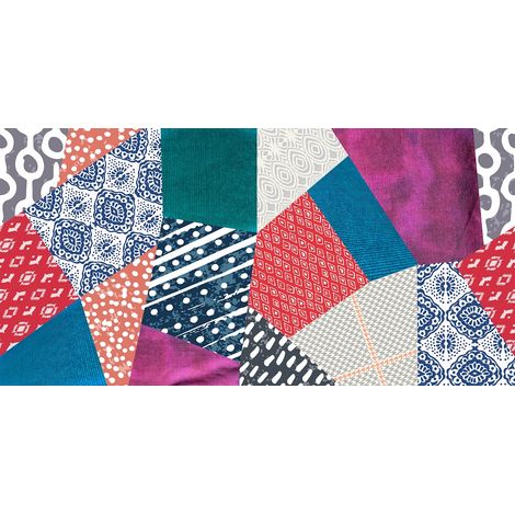 Set di 2 tappeti da cucina antiscivolo e lavabili stampe diverse Patchwork (1/2)
