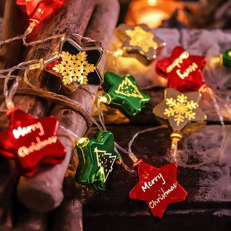 Guirlande lumineuse LED de Noël étoiles métallisées, éclairage d'ambiance pour décoration festive S9 (1/5)