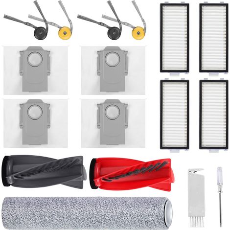 Zubehör Ersatz Kompatibel für Roborock Qrevo Curv 2 Flow Saugroboter 1 Hauptbürste, 4 Filter, 4 Seitenbürsten, 1 Wischwalze, 4 Staubbeutel, 1 Reinigungsbürste (1/5)