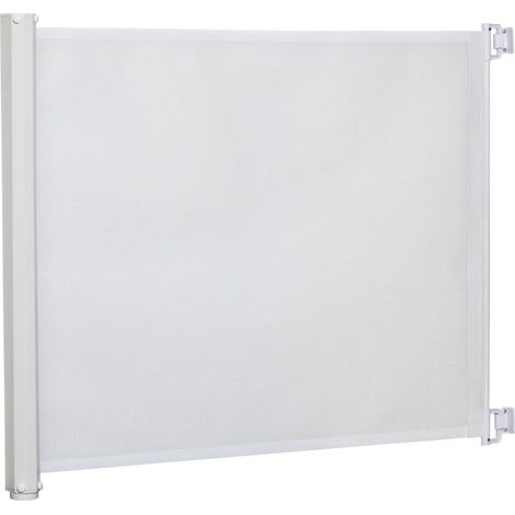 Barrière de sécurité chien barrière rétractable automatique barrière escaliers couloirs portes 115 x 82,5 m teslin acier blanc (1/5)