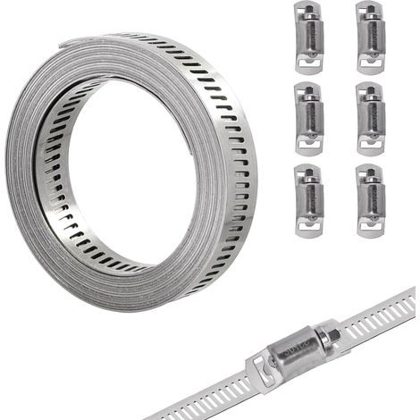 2,5M Colliers de serrage pour tuyau en acier inoxydable 304 réglables, Colliers de serrage ajustables avec vis 6 pièces pour tuyau d’eau/réservoir/tuyau de gaz/radiateur/tuyauterie automobile (1/5)