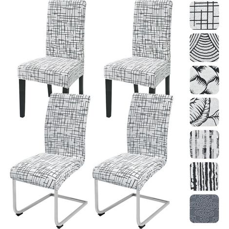 Housses de chaise extensibles Jacquard lot de 4, universelles, lavables (1/5)