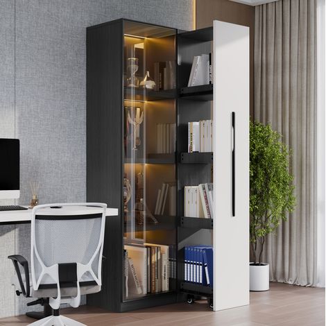 meuble rangement vitrine LED 70x40x160 MDF OKMYHOME (1/5)