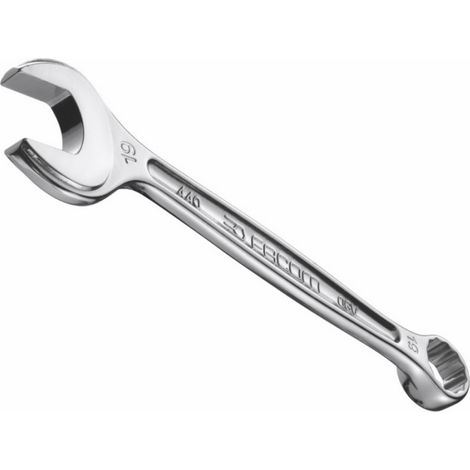 Facom – Clé mixte plate œil OGV 9 mm – Tête œil inclinée 15° – Finition chromée satinée – Accès facilité aux vis encastrées