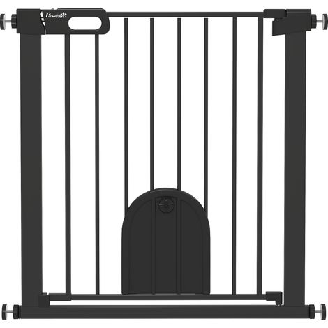 Cancello di sicurezza per animali con porta 76 x 82 cm chiusura automatica doppia chiusura moderno in acciaio nero 210007427
