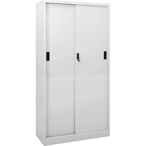 Armario oficina puerta corredera acero gris claro 90x40x180 cm vidaXL (1/5)