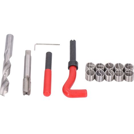 Kit de réparation de filetage M14x1.5mm 15 pièces inserts en acier inoxydable outil à main pour rénovation de filets autos et métaux (1/5)