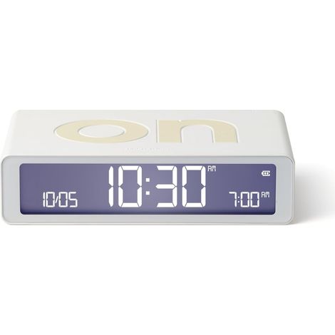 Flip Classic réveil Matin Lumineux, réversible avec Faces on Off et Fonction Snooze, à écran LCD et Lumière Tactile, Rechargeable par USB-C - Blanc (1/5)