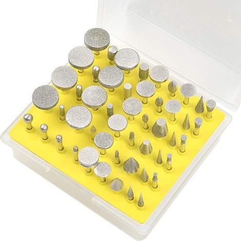 Juego de 50 fresas de diamante con vástago de 3 mm de grano, fresas rotativas para tallar, esmerilar y pulir. (1/4)
