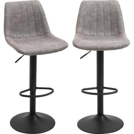 Set 2 Sgabelli con Schienale 43x46,5x89-110 cm in Microfibra Grigio (1/5)