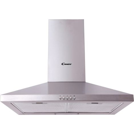 Candy – Hotte décorative murale 60cm 458m3/h inox – Évacuation ou recyclage – 3 vitesses – Éclairage LED 2 x 1W – Classe C