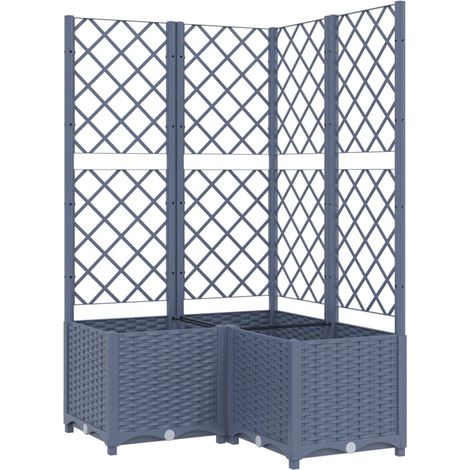 Vaso per fioriera aiuola rialzata piante fiori terrazza giardino con traliccio 80 x 80 x 136 cm PP grigio 020038318