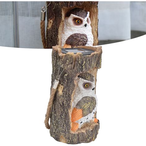 Suspension lumineuse LED en forme de hibou, suspension solaire en forme de souche d'arbre, éclairage extérieur étanche IP67 pour jardins, cours, pelouses, atriums, allées, balcons, lampe décorative su (1/5)