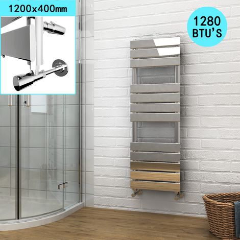 ELEGANT 1200 x 400 Chrome Designer Flat Panel Heated Towel Rail Radiator (1/5)