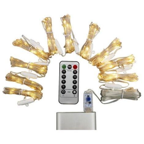 m x 3 m große Weihnachtsbeleuchtung, mehrfarbiger Vorhang, 300 LEDs, USB-Anschluss, 8 verschiedene Beleuchtungsmodi, mit Fernbedienung und Haken. (1/5)