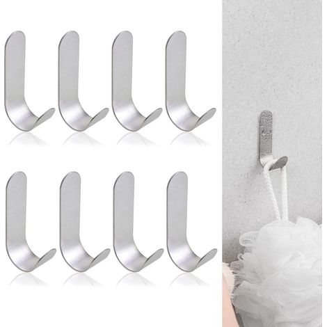 Selbstklebende Haken, Klebehaken ohne Bohren, Handtuchhaken aus Edelstahl, Kleiderhaken, Wandhaken zum Aufkleben, für Küche, Toilette (8 (1/5)