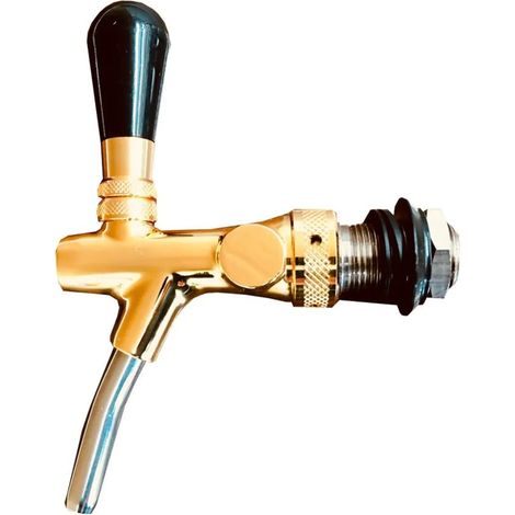 Robinet à bière doré piston autofermant 35 mm filetage avec rosace