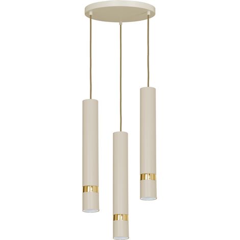 Lampada sospensione Luminex Reno crema/oro 3xGU10 Ø30