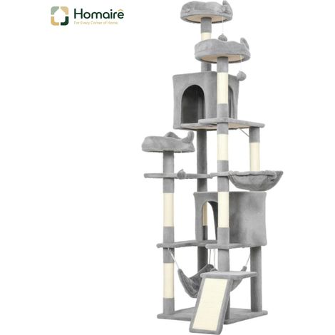 Grauer Kratzbaum 48 x 48 x 192 cm HOMAIRE (1/5)