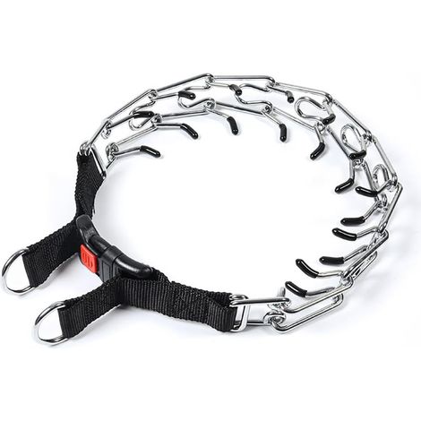Collier de dressage pour chien de 55 cm, chaîne étrangleuse en métal, collier anti-aboiement pour chiens de grande, moyenne et petite taille, dressage en extérieur (réglable) (Moyen) (1/5)