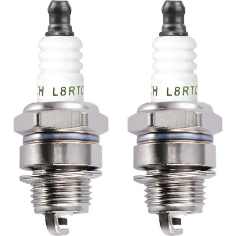 L8RTC Lot de 2 bougies d'allumage universelles pour moteur à 2 temps pour tondeuse à gazon - Bougies d'allumage de rechange pour tondeuse à gazon, tronçonneuse, coupe-pinceau (1/5)