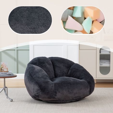 Pouf Canapé Pluche Doux Antidérapant sans Montage, Fauteuil Sol Lounge avec Mousse Mémoire pour Salon Chambre