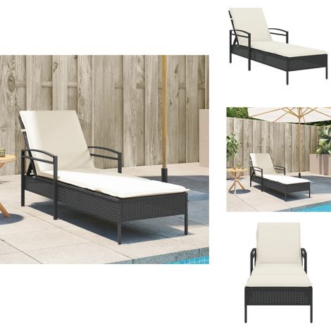 Sonnenliege mit Auflage Schwarz 63x200x81 cm Poly Rattan - Sonnenliege - Gartenliege - Relax Liege - Poolside Lounge Chair - Outdoor Furniture (1/5)