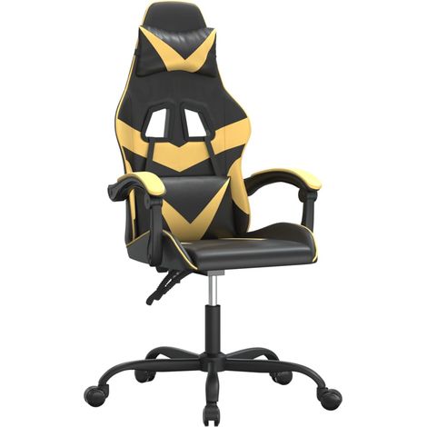 Chaise gaming - Chaise de jeu pivotante - Fauteuil Gaming - Chaise de Bureau d'ordinateur Noir et doré Similicuir943490 (1/5)