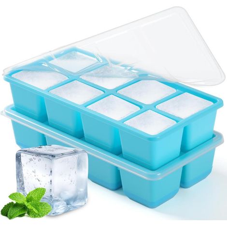 Eiswürfelform mit Deckel, 2er-Pack, BPA-frei, Silikon, XL große Eiswürfelbehälter, 4,5 cm (1/5)