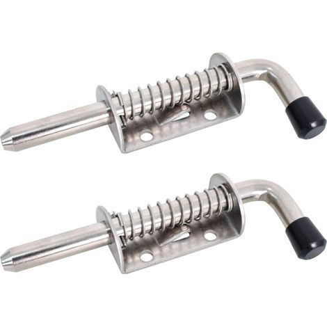 2pcs Stainless Steel Spring Latch, Stainless Steel Spring Bolts, Spring Latch with Rubber Handle, Spring Latch Ideal for Doors, Shelves, Yard Gate and Garage -10 x 12 (1/5)