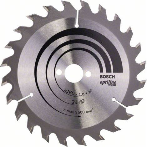 Bosch Accessories Optiline Wood 2608641171 Lama circolare in metallo duro 160 x 20 x 1.8 mm Numero di denti: 24 1 pz.