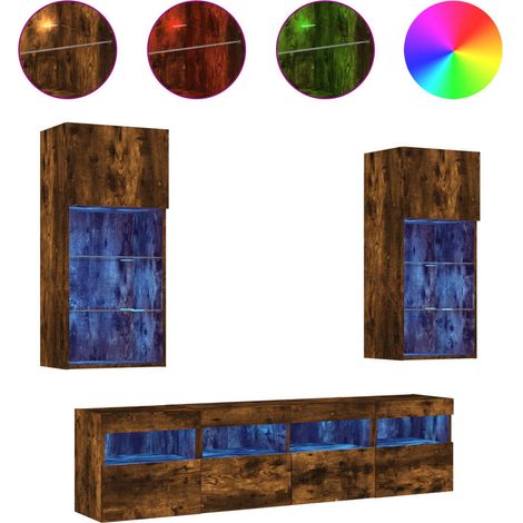Maison Exclusive - 5-tlg. Wohnwand mit LED-Beleuchtung Räuchereic