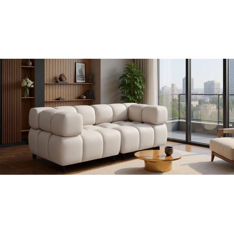 Sofa Designersofa FLOW 2-Sitzer in Stoff Bluvel Creme