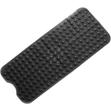 Alfombrilla de bañera antideslizante negra con ventosas fuertes, antideslizante, resistente al moho y lavable a máquina. (1/4)