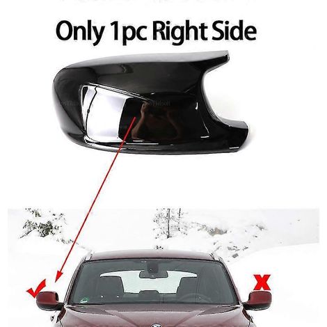 Außenspiegelkappen aus glänzend schwarzem Carbonfaser-Optik für BMW X3 F25 X1 E84 (Vor-Facelift) 2010–2013 – 1 Stück, rechts – Schwarz