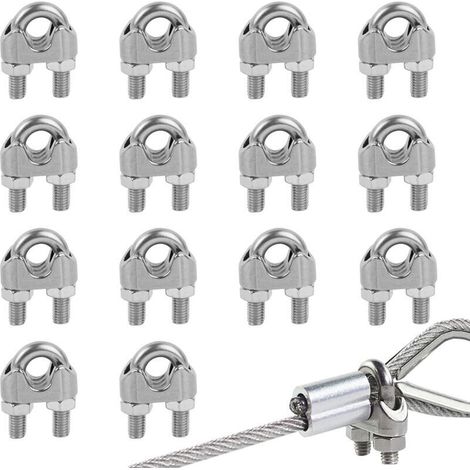 Lot de 14 Serre-câbles étrie en Acier Inoxydable, Serre Cable Acier 6mm Serre Cable Inox 6mm pour Câble Métallique de 6mm Diamètre M6 (1/5)