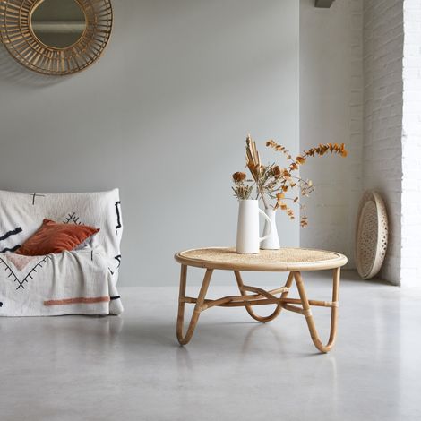 Table basse en tiges de rotin 80 Lina (1/5)