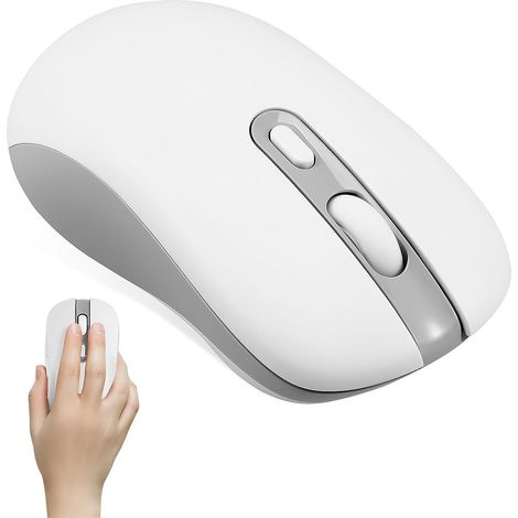 Souris sans Fil Rechargeable Ergonomique en Plastique Blanc 3 Modes et Sensibilité Réglable 800/1200/1600 Dpi pour Ordinateur Portable (1/5)