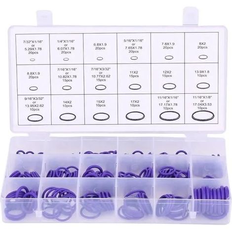 HOXILEELEOLIA 270 Pcs-Kit De Climatisation De Voiture Compresseur Joint Torique En Caoutchouc Rondelle -Violet (1/3)