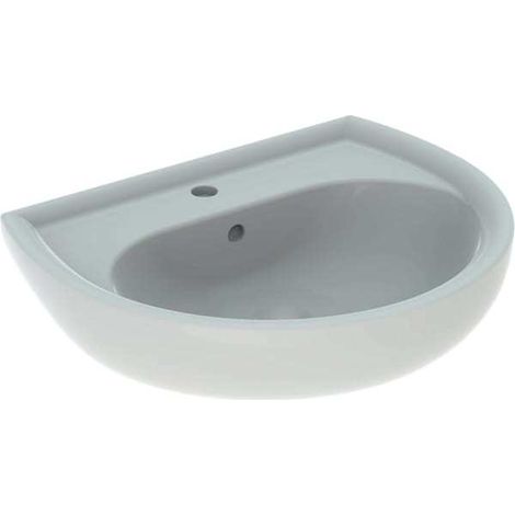 Geberit Renova Waschtisch, Breite 60cm, Tiefe 49cm, Hahnloch mittig, Überlauf sichtbar, Pergamon