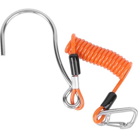 Corde Anti-perte à ressort, extrémité unique, qualité Marine, sport, acier inoxydable, dérive de roche de corail, crochet de plongée, accessoire (Orange) (1/5)