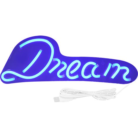 Lumière néon LED bleue murale, design unique, alimentée par USB, décoration festive pour chambre, salon, fête.