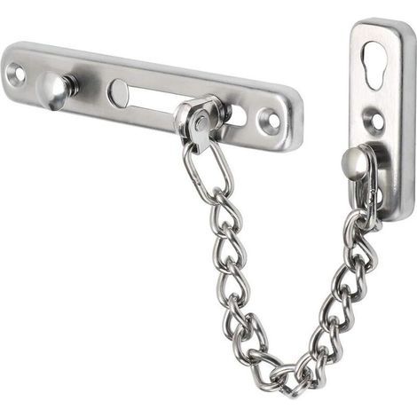 Stainless steel anti-theft door chain, chain door buckle (304 stainless steel brushed silver) (1/5)
