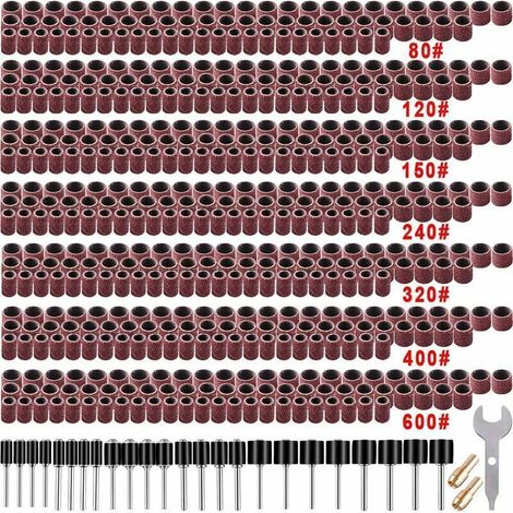 531 Pièces Tambour de Poncage Ensemble pour Dremel Outils Rotatifs, avec 504 Pièces Tambour de Poncage 24 Pièces Tambour Mandrinet 2 Pièces Mandrin à Serrage Automatique et 1 Pièces Clé,de (1/5)