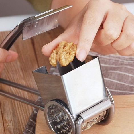 grattugia manuale per formaggio, grattugia per parmigiano, grattugia a tamburo in acciaio inox per alimenti, cucina, utensile rotante, grattugia per formaggio (1/5)